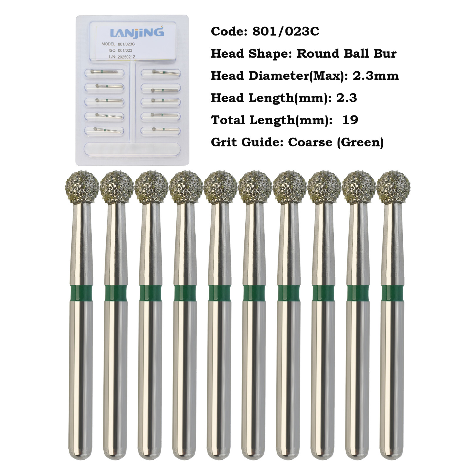 Multi-use Round Diamond Burs for High Speed Handpiece 801/016C 023C Coarse Grit