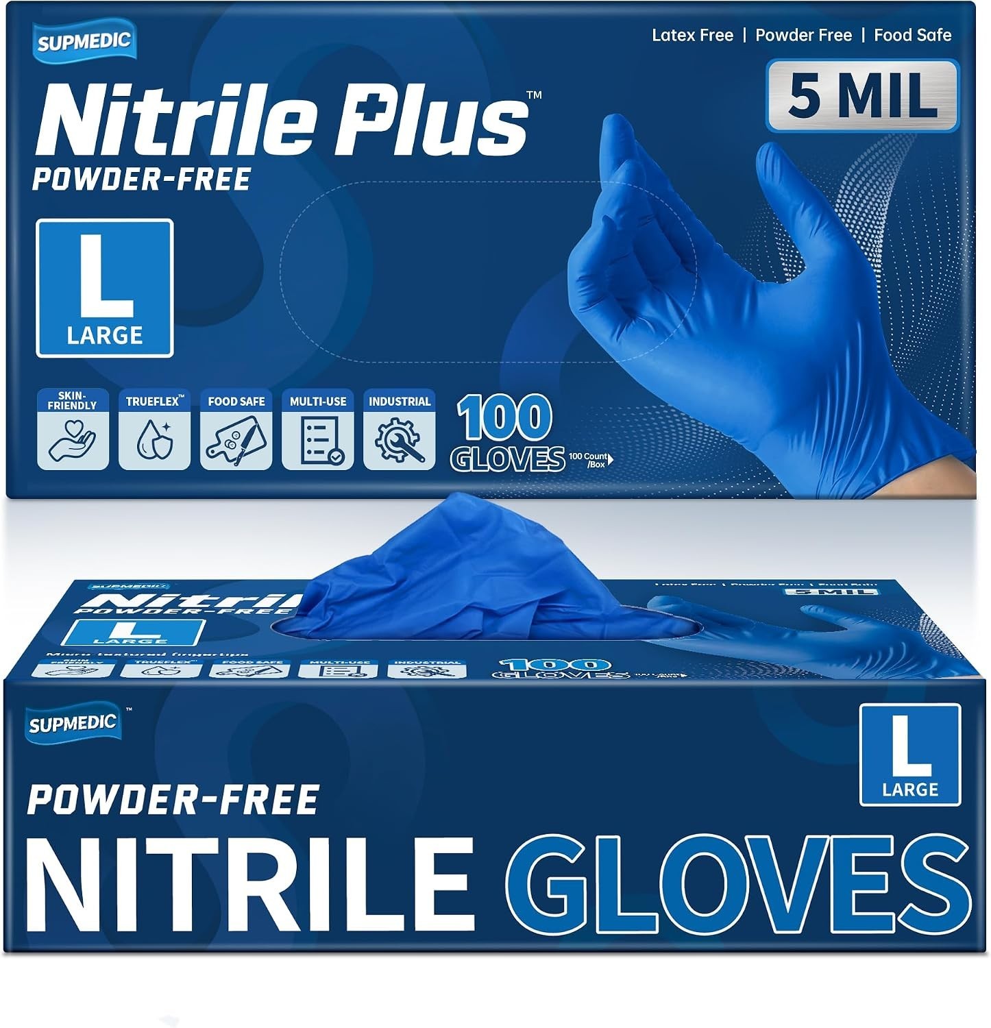 Allergy-Free Nitrile+ Disposable Gloves, 100 Pcs – Perfect for Home & Lab Use