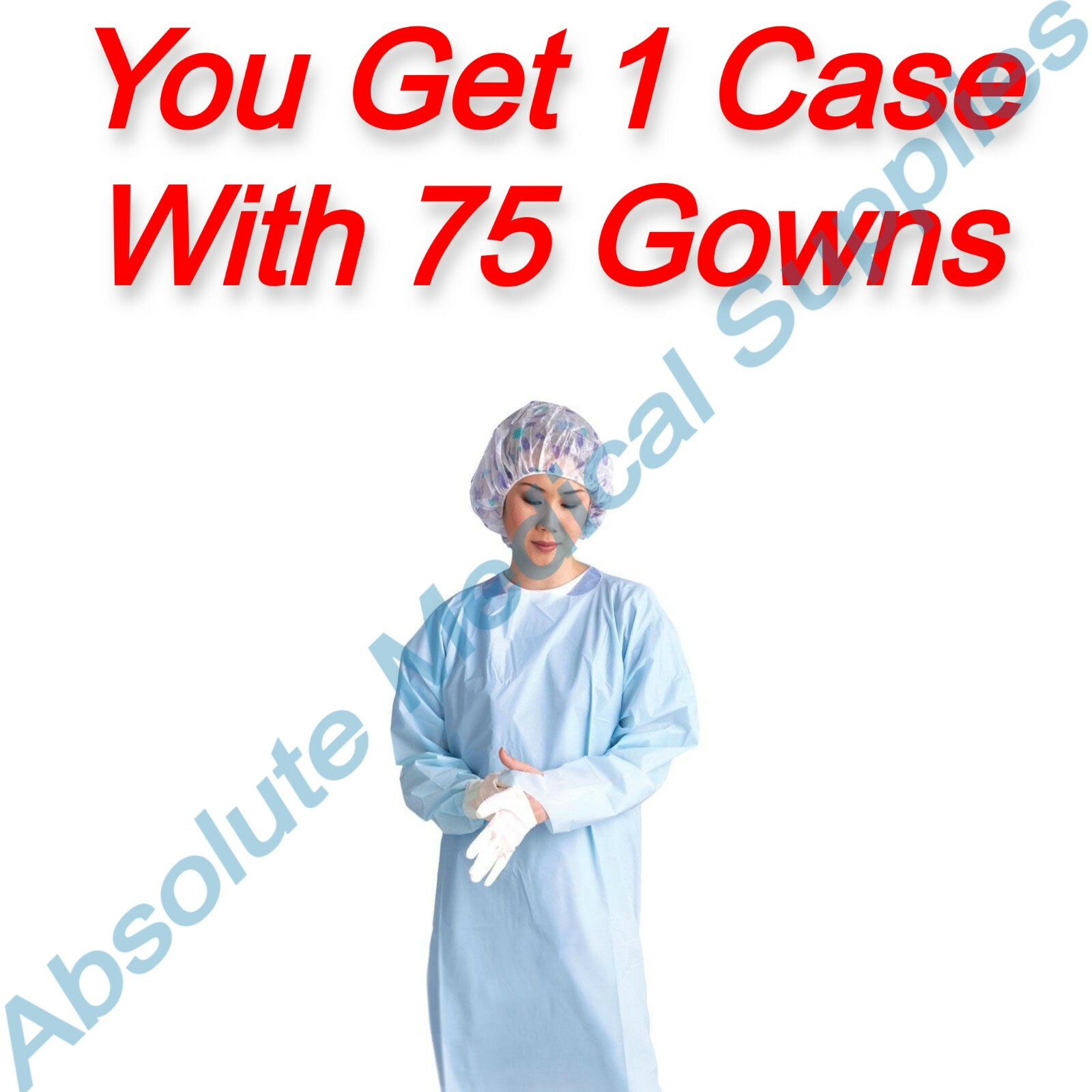 *75-Pack* Medline Standard Polyethylene Gowns With Thumb Loop Blue XL NONTH200
