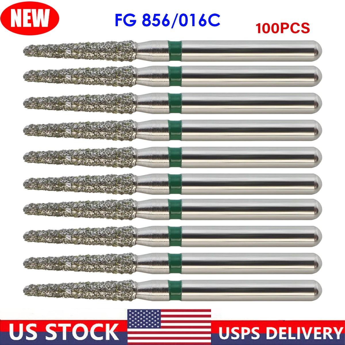 Dental Diamond Bur FG 856/016C Round End Taper Super Coarse Grit High Speed 100X