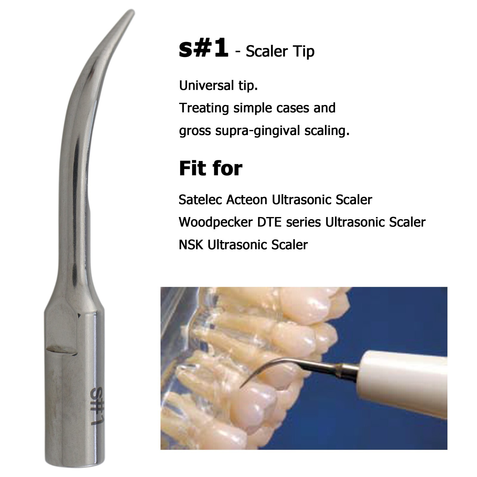 Satelec ACTEON NEWTRON Slim B LED Ultrasonic Scaler Handpiece Piezo Tips H3 1S