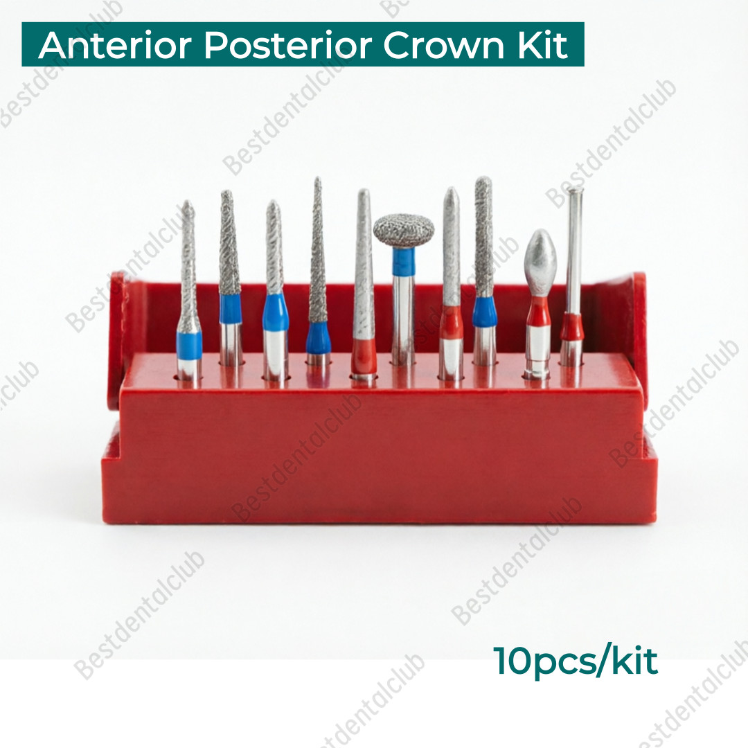 10Pcs/Kit Dental Bridge Preparation Anterior Posterior Crown Diamond Burs
