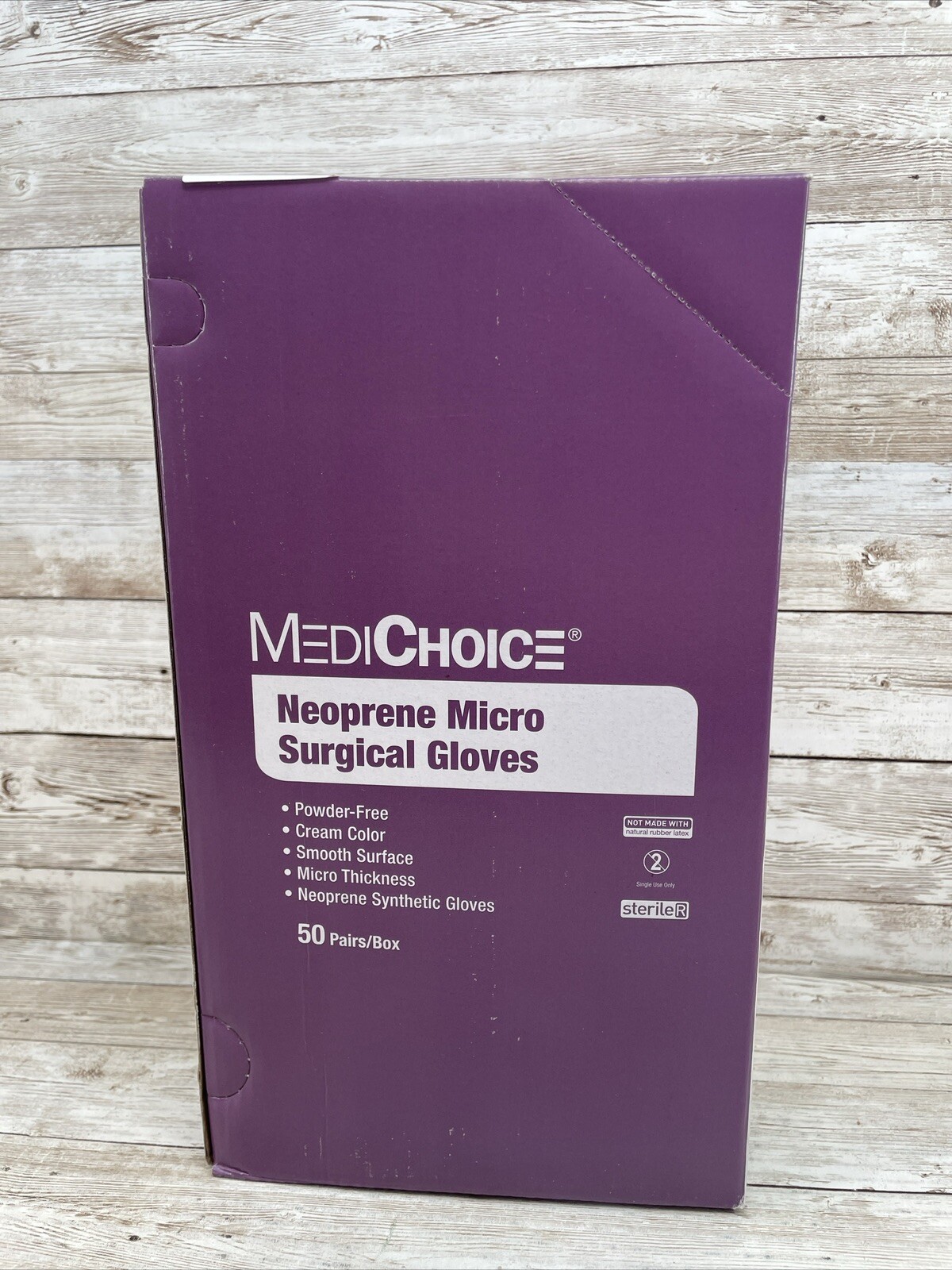 1 CASE MediChoice Neoprene Micro Surgical Gloves Sterile Size: 9 Exp: 4/24