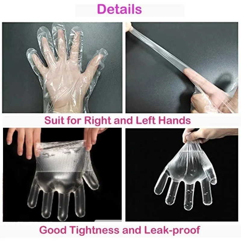 Clear Disposable Gloves Transparent Plastic Gloves Latex Free Food Prep Safe Glo