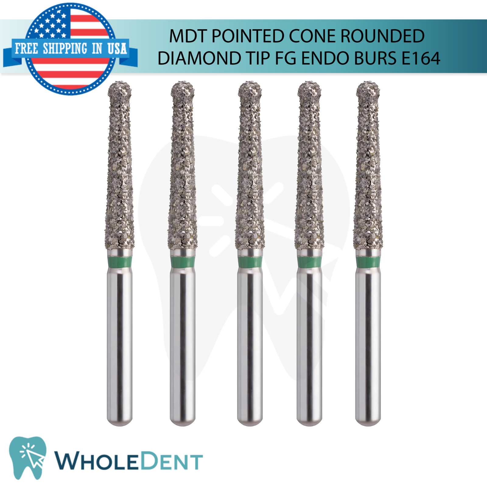 Dental MDT FG End0 Burs Pointed Cone With Rounded Diamond Tip E164 Coarse Grit