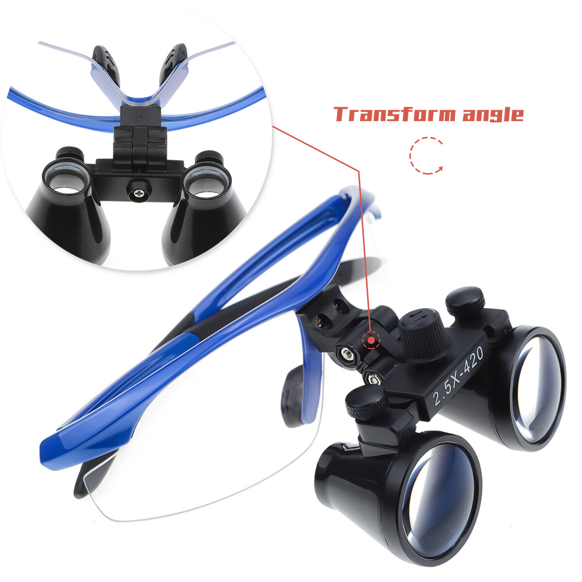 2.5X420mm Medical Surgical Loupes Dental Magnifier &Cloth Bag DY-101 Color Blue