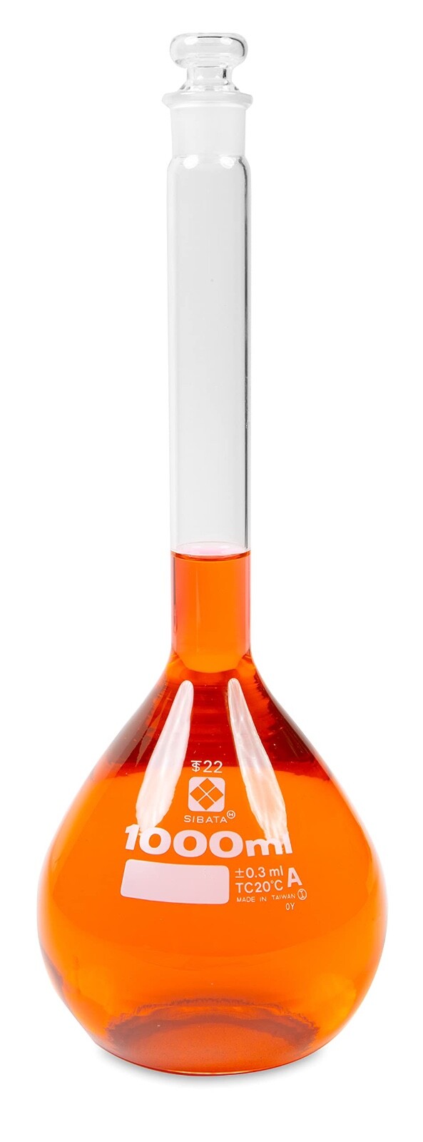 Sibata 1000mL Volumetric Flask with Glass Stopper (Pack of 2)