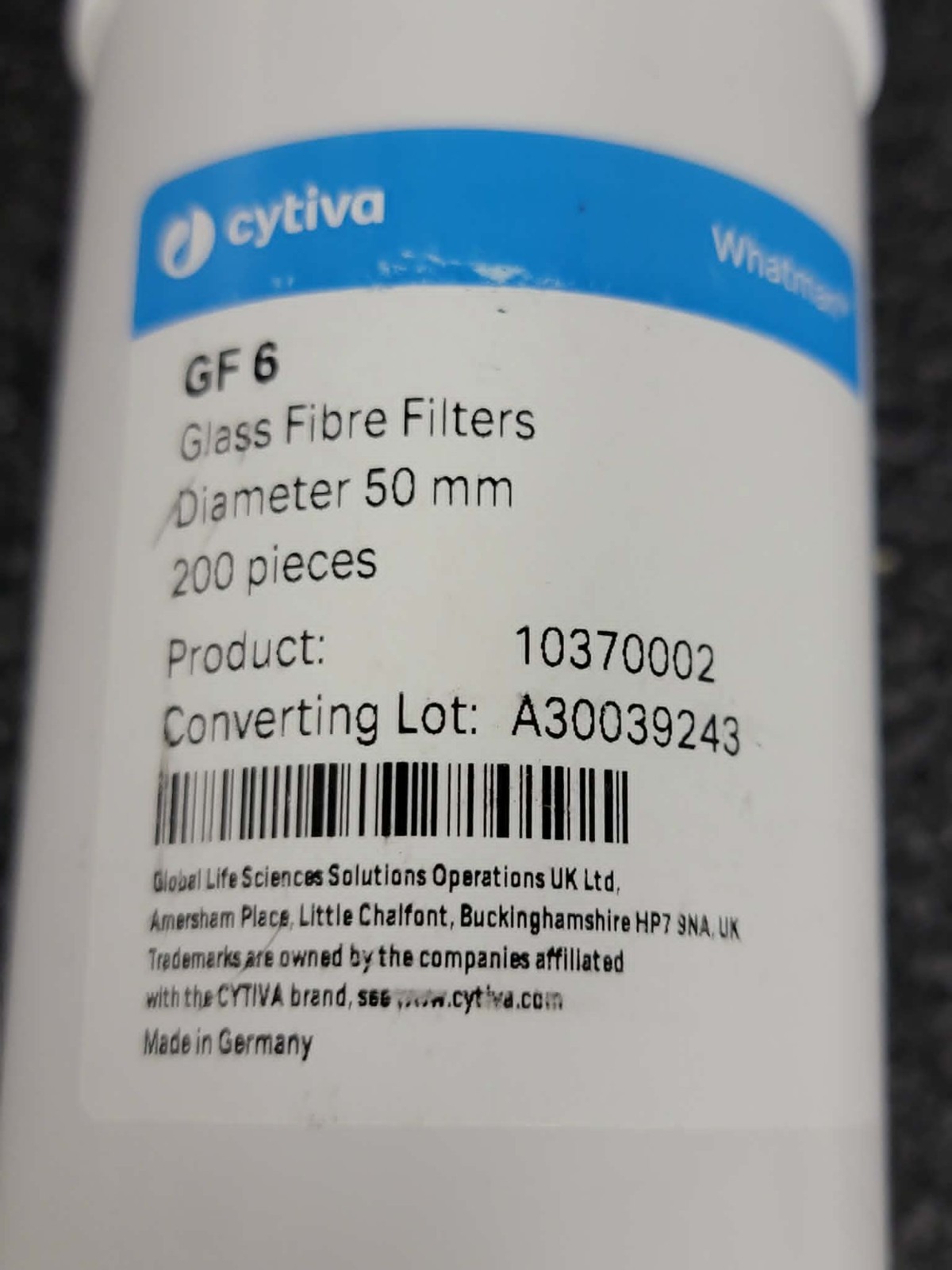 Cytiva 1037002 GF6 Whatman Glass Fibre Filters D 50mm 200 PK