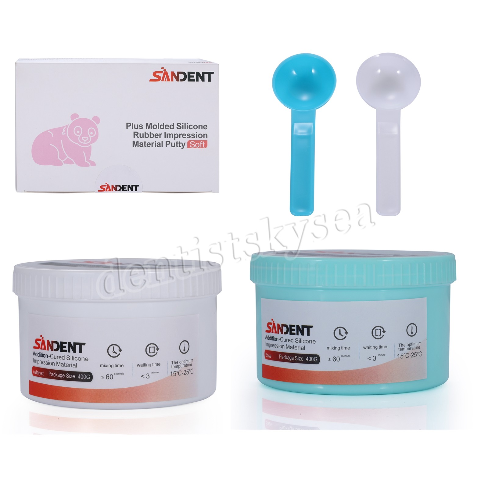 Dental SANDENT Putty PVS VPS Impression Material Base Fast Set 2x 400g USA