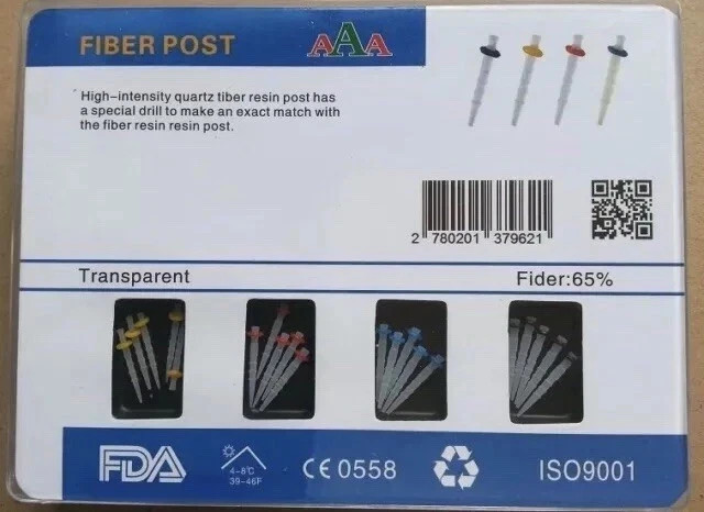 AAA Dental High-intensity Fiber Resin Post 20 & 4-Drill Screw Thread Quartz