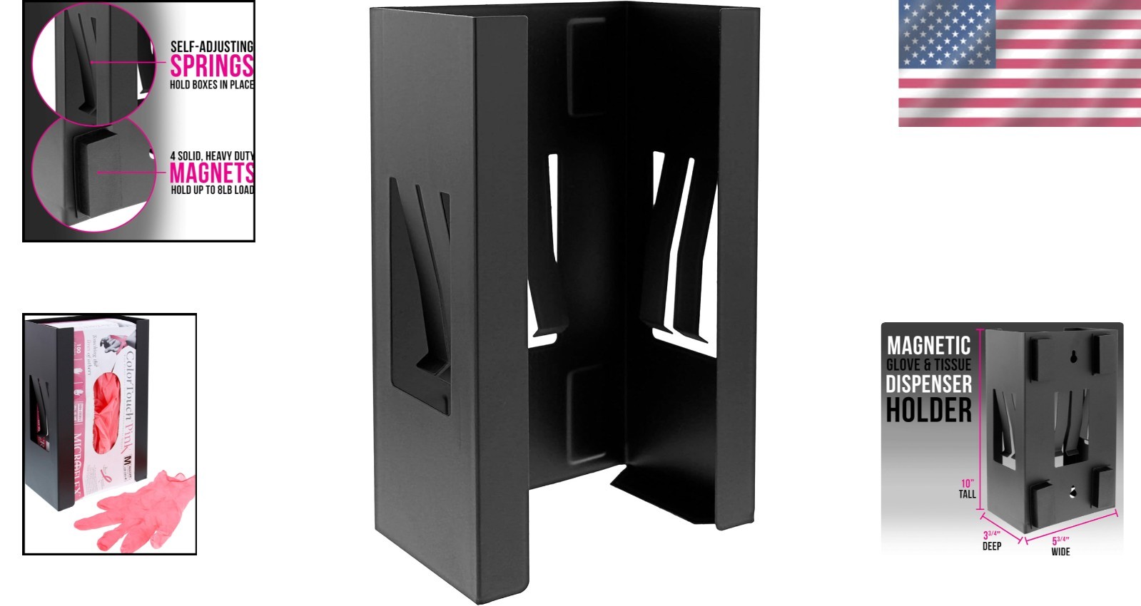 Space-Saving Wall Mount Glove & Tissue Holder with Magnetic Design – 10″ x 5.75″