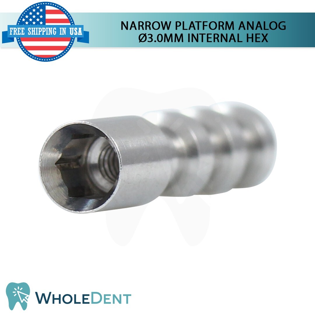 5X Narrow Platform Analog Ø3.0mm Titanium Dental Abutment Lab Int Hex Tool