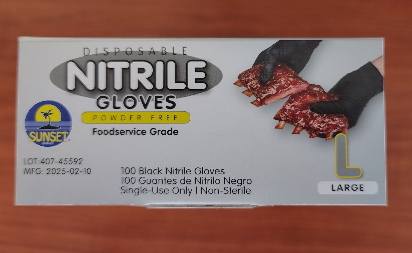 Large Black Nitrile Gloves 100 Count Powder Free for Food Handling and Cleaning
