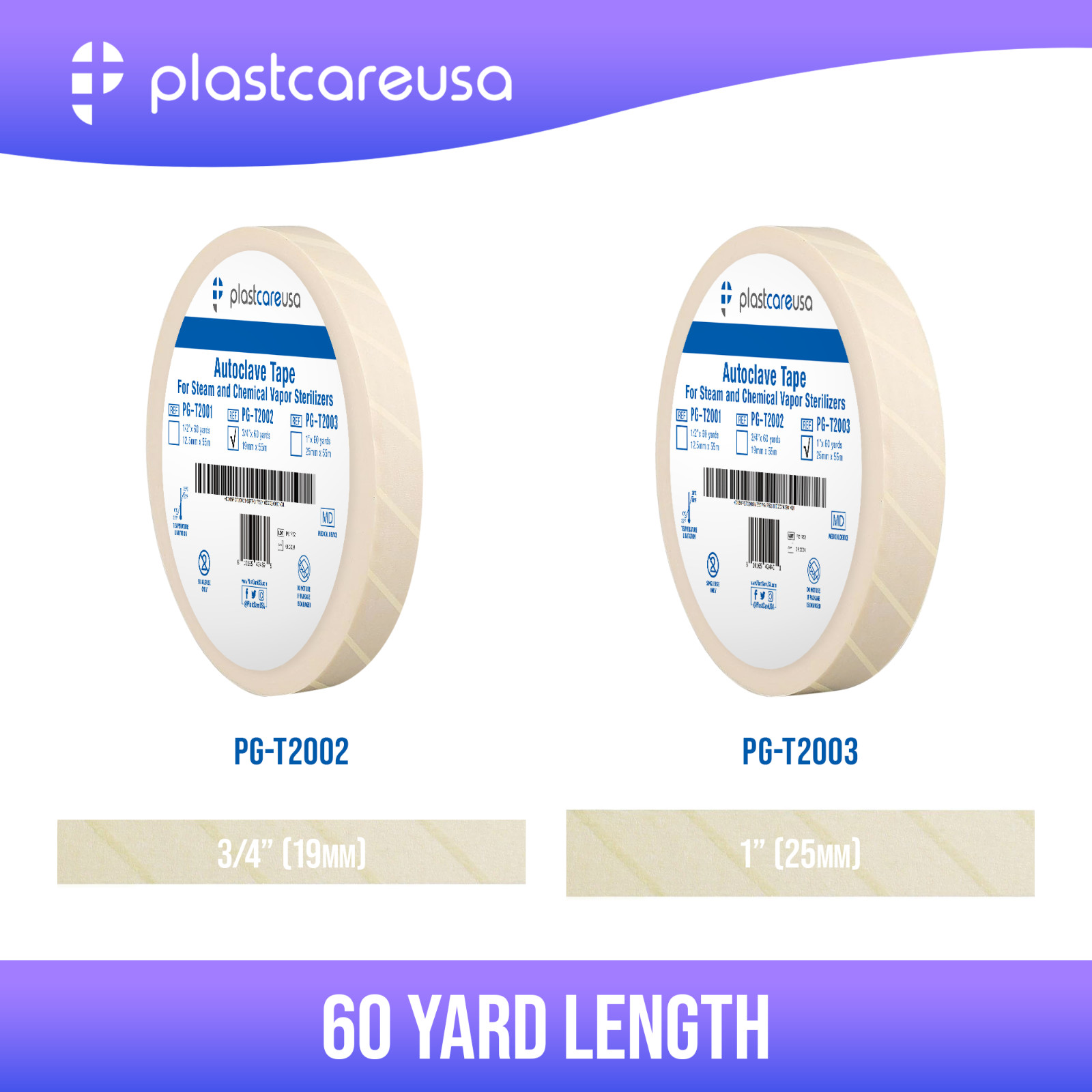 10 Autoclave Tape 1″ x 60 Yards, Sterilization Indicator Roll for Steam Chemical