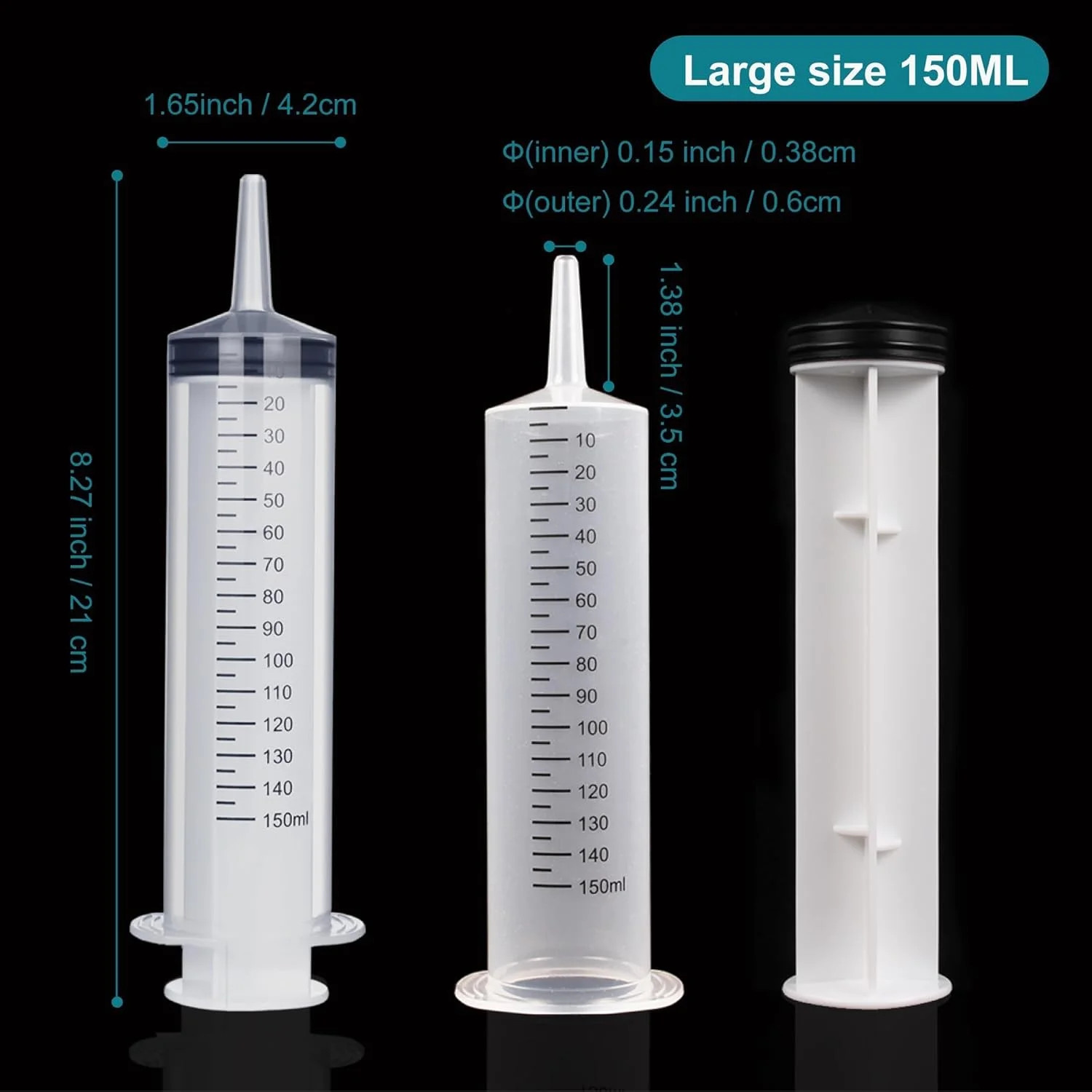 4Pack 150ml Large Syringe for Liquid – Big Plastic Syringes for Thick Liquids