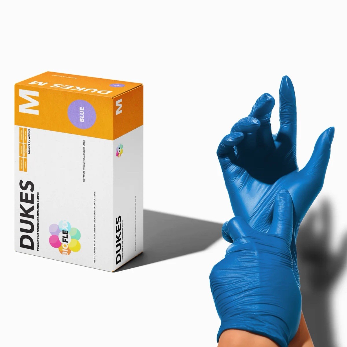 Dukes BIOFLEXX Blue Nitrile Disposable Gloves for Medical Use (200/bx)