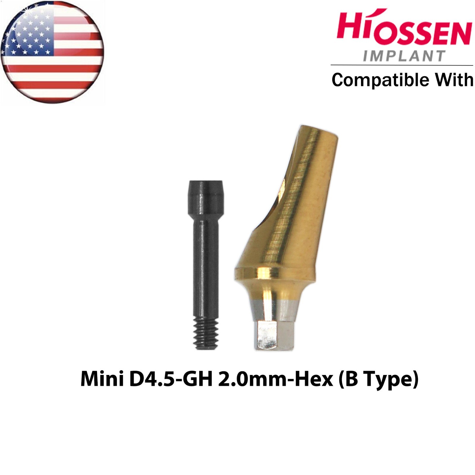 US Dental 17° Angled Anatomic Abutment Mini Ø4.5mm Fit Hiossen Osstem TS