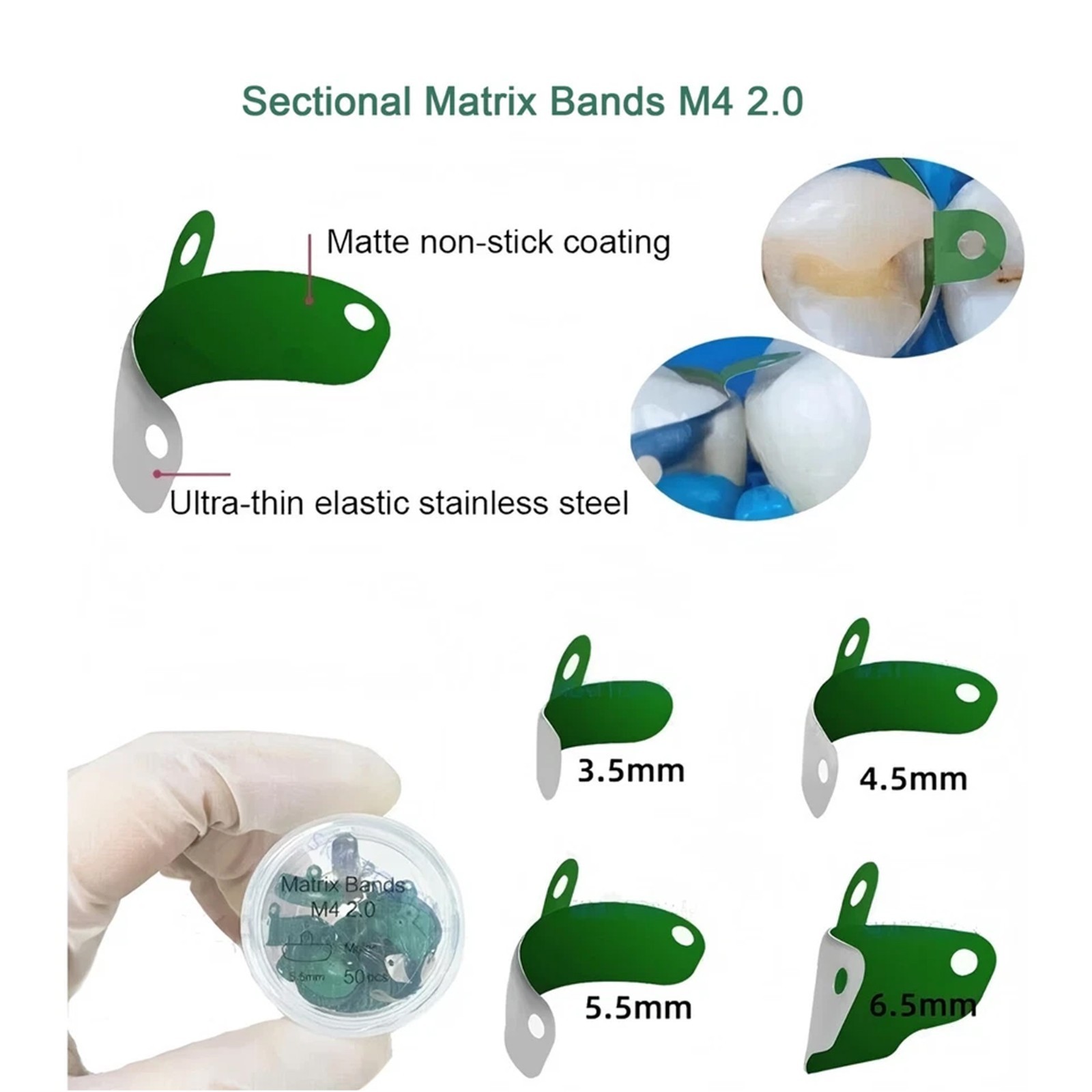 Non Stick Dental Matrix Bands Ring Sectional Matrice Clamp Garrison Palodent V3