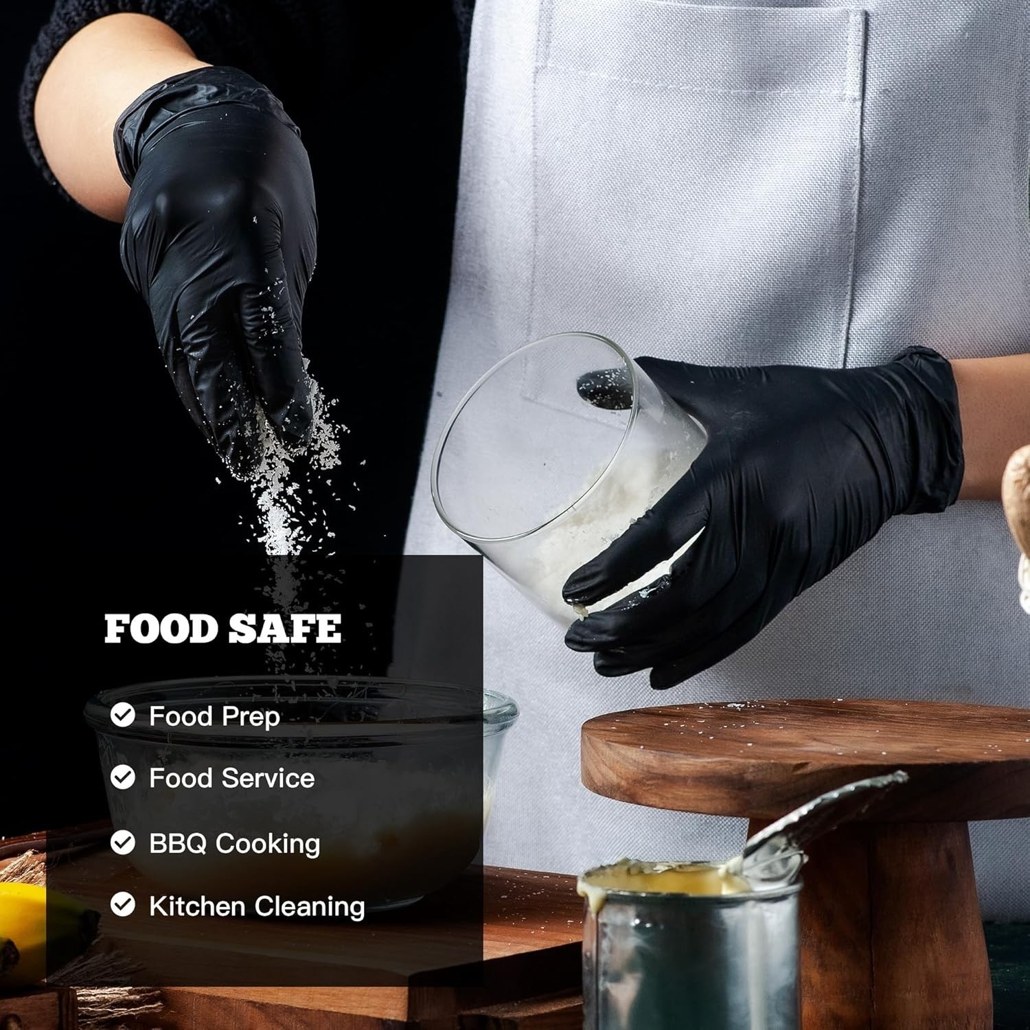 6-mil Heavy-Duty Black Nitrile Gloves – Latex Free & Food Safe for Professionals