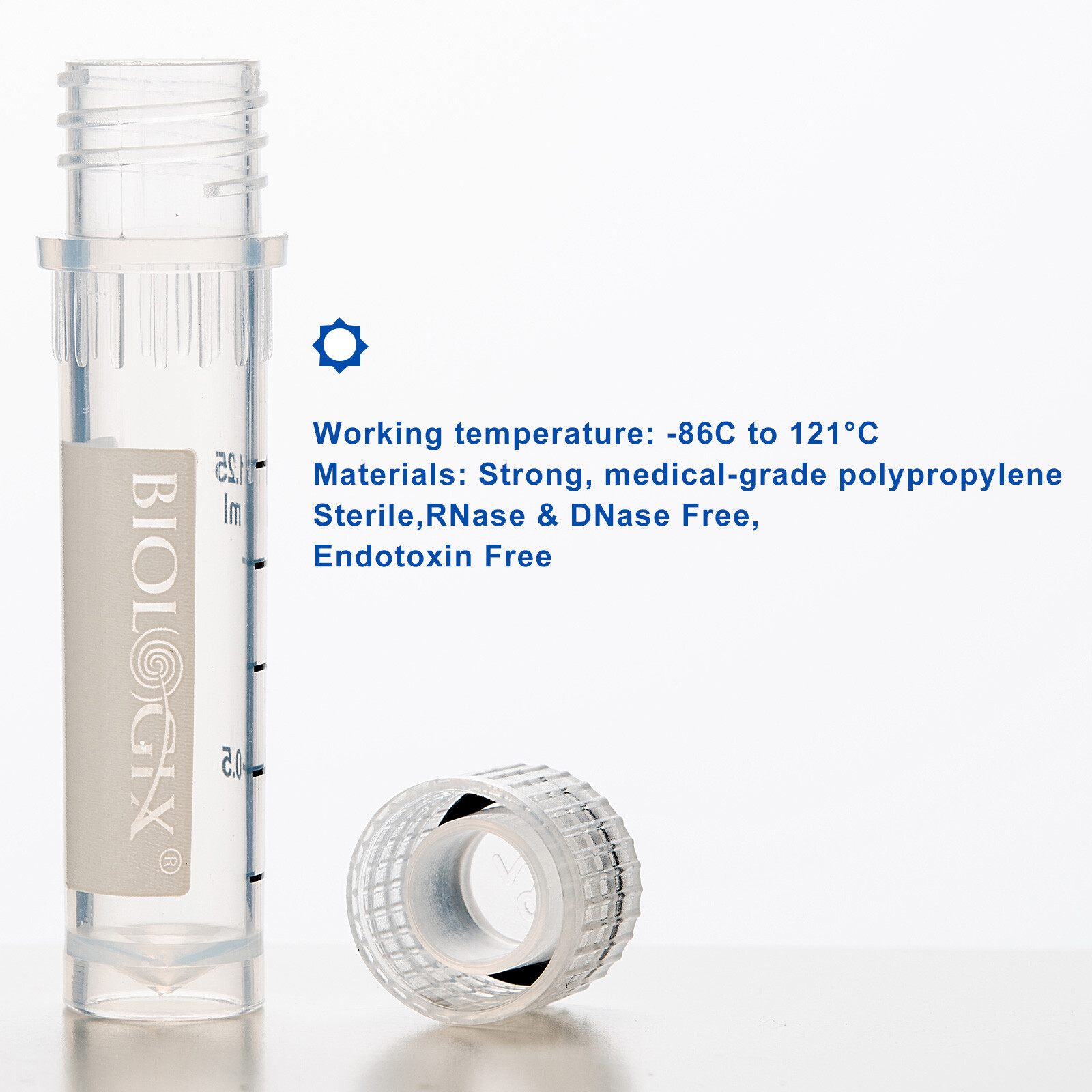 50/500/2000 Pcs 2ml Cryogenic Vials, Lab Vials for Low Temperature Storage
