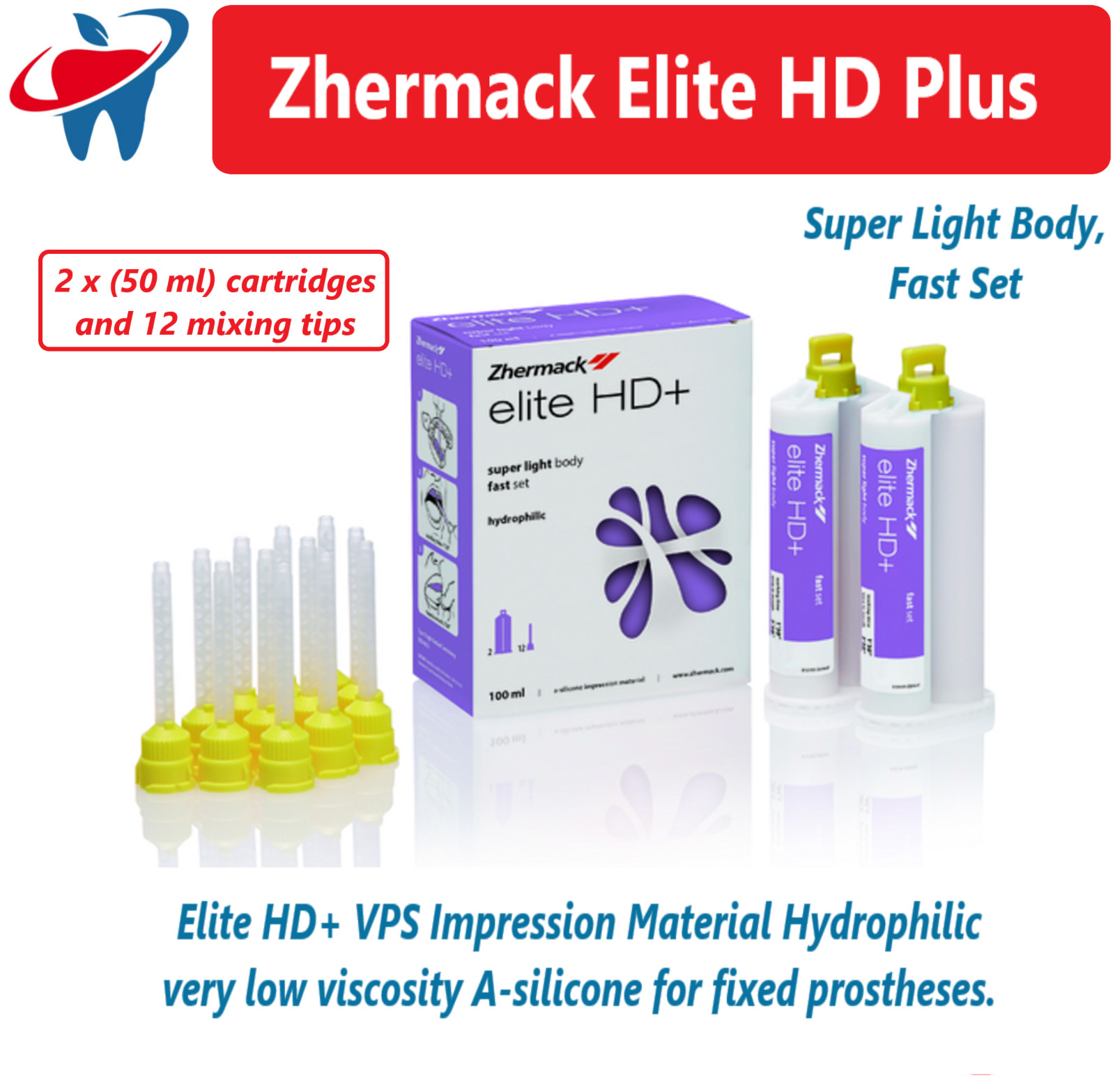 Elite HD Plus A-Silicone Hydrophilic Low Viscosity VPS Impression Material