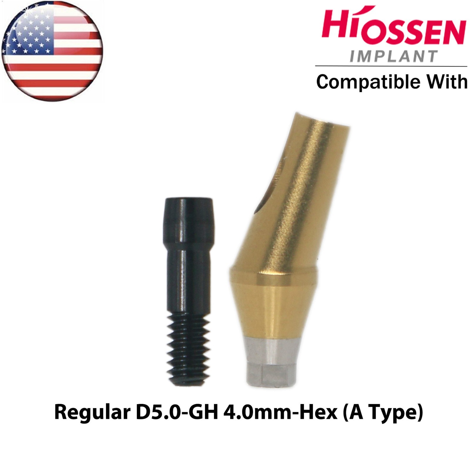 US Dental 17° Angled Anatomic Abutment Regular with Screws Fit Hiossen Osstem TS