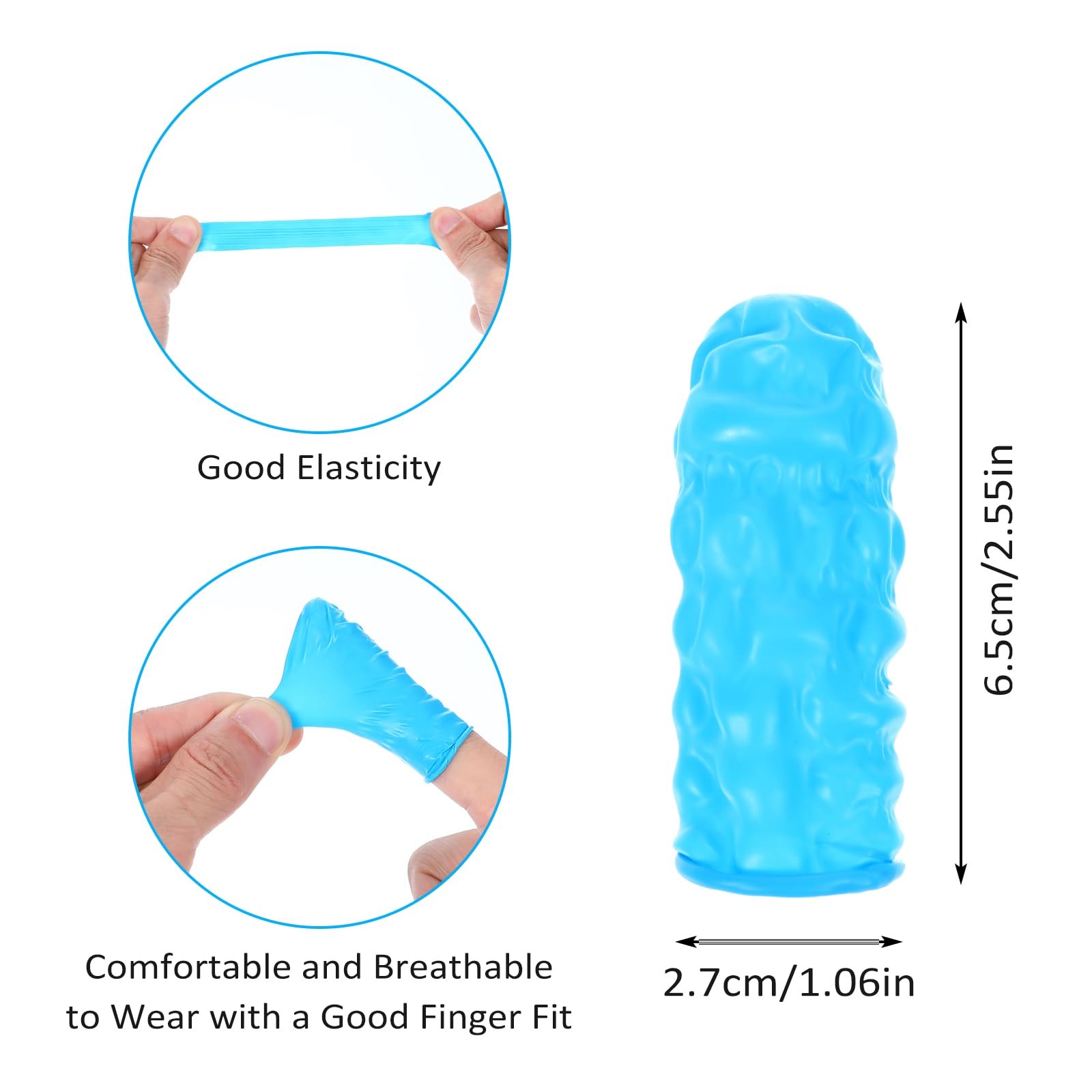 Kifmurase 100 PCS Large Disposable Nitrile Finger Cots, Large, Blue