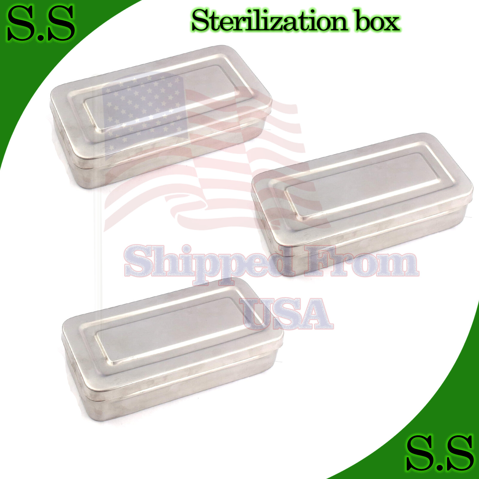 3 Instruments Sterilization Box 20x10x5 CM Surgical Dental Stainless Steel