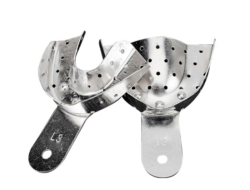 Dental Metal Impression Tray Bite Denture Alloy With Holes Perforated Instrument