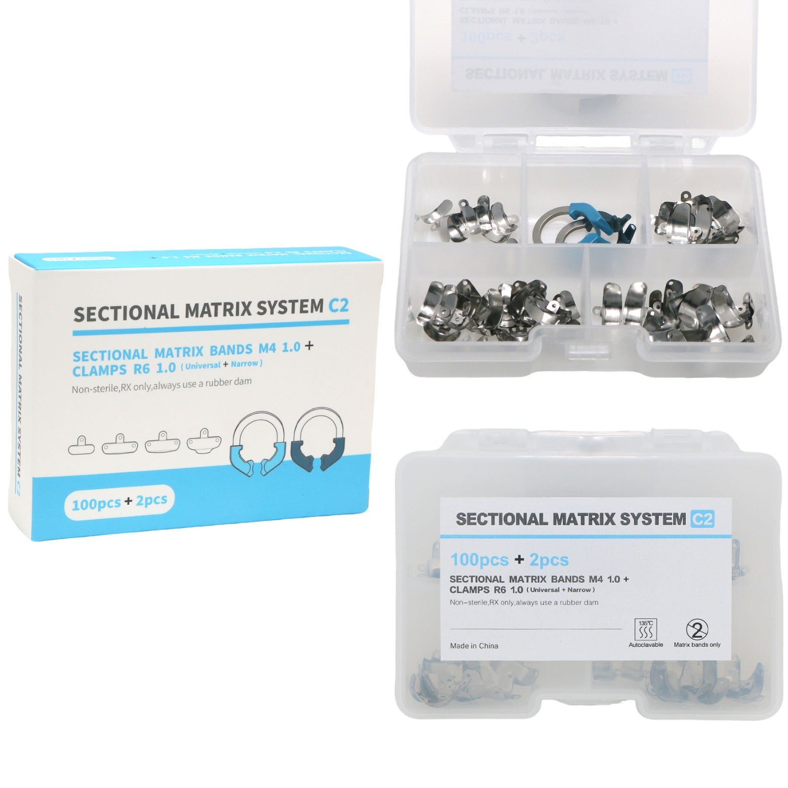 Dental Sectional Matrix System Kit C2 Ring Band Clamp Matrix Refill Fit Palodent