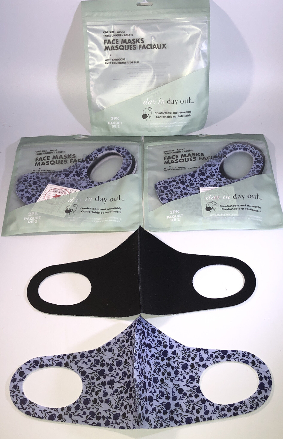 6 Adult Face Masks Black/Blue Washable Reusable Breathable(3ea 2Pks)NEW-SHIPN24H