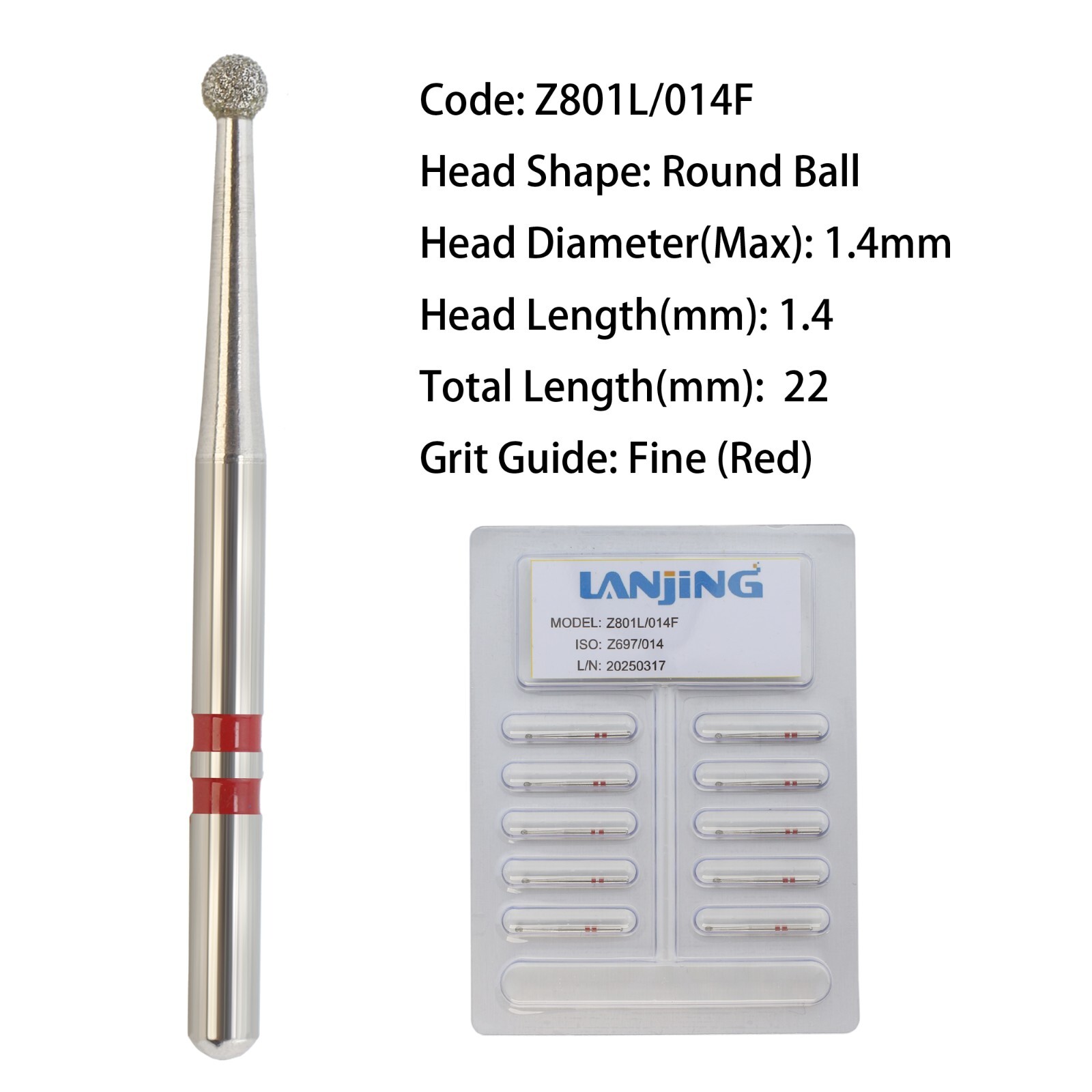 Zirconia Cutting Adjustment Diamond Burs Dental FG Round End Taper Cylinder Ball