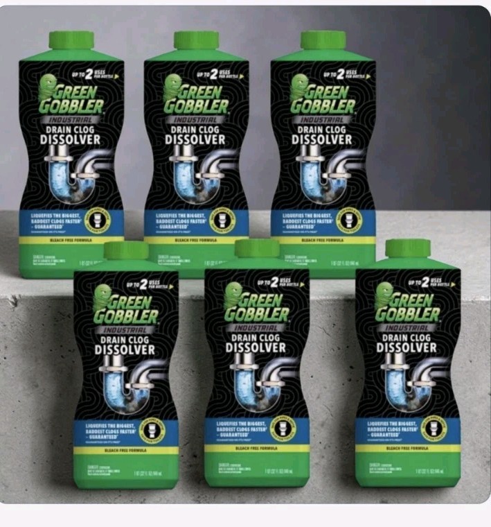 6 Green Gobbler Industrial Strength Grease and Hair Drain Clog Opener32 fl. oz.