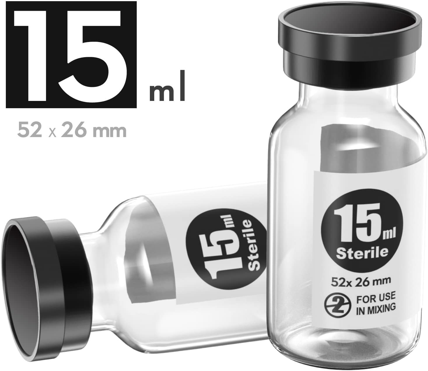 Sterile Empty Vials 15ml with Self Healing Injection Port for Laboratory Use