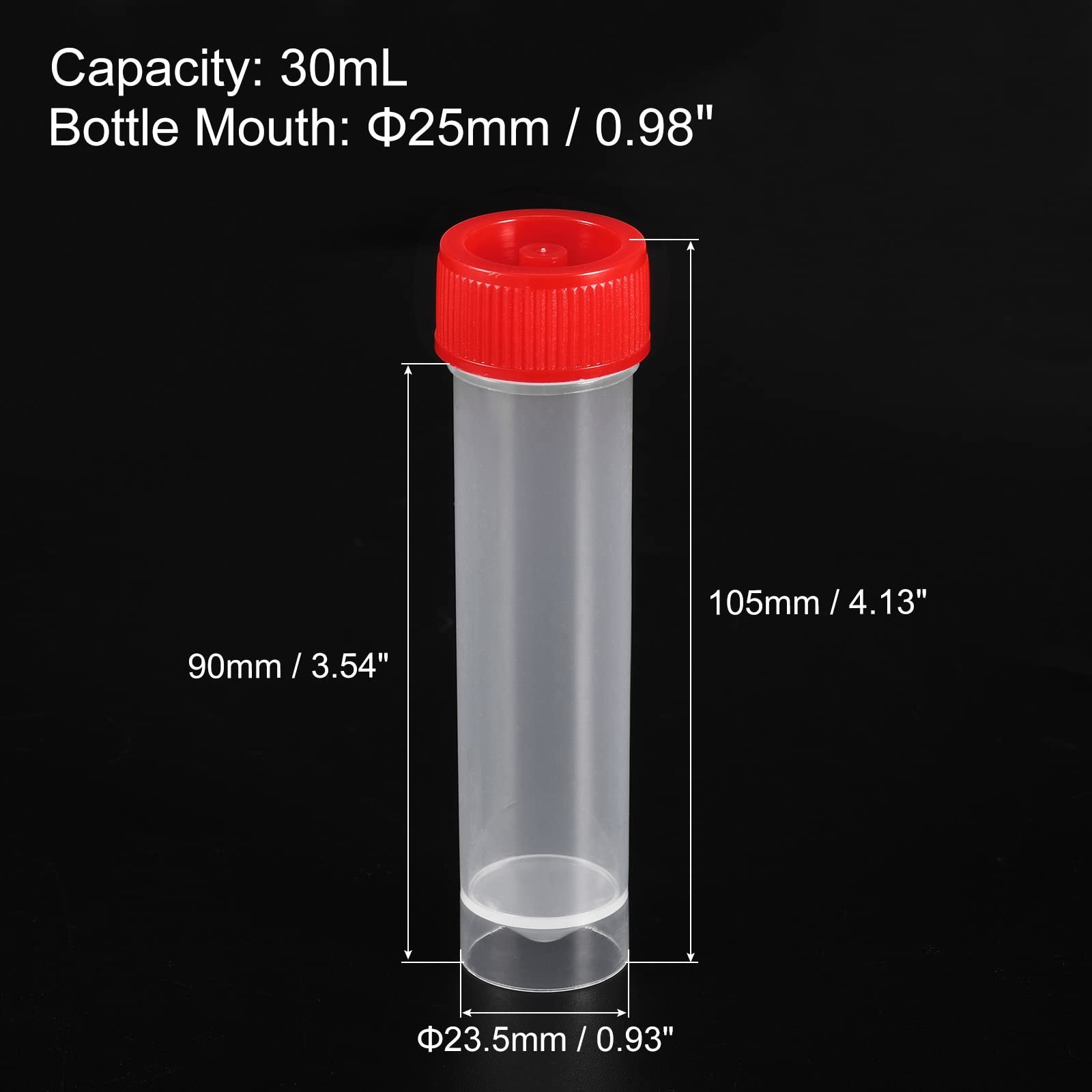 PATIKIL 30mL Plastic Test Tubes, 20 Pack Frozen Tube Vial 30mL, Red
