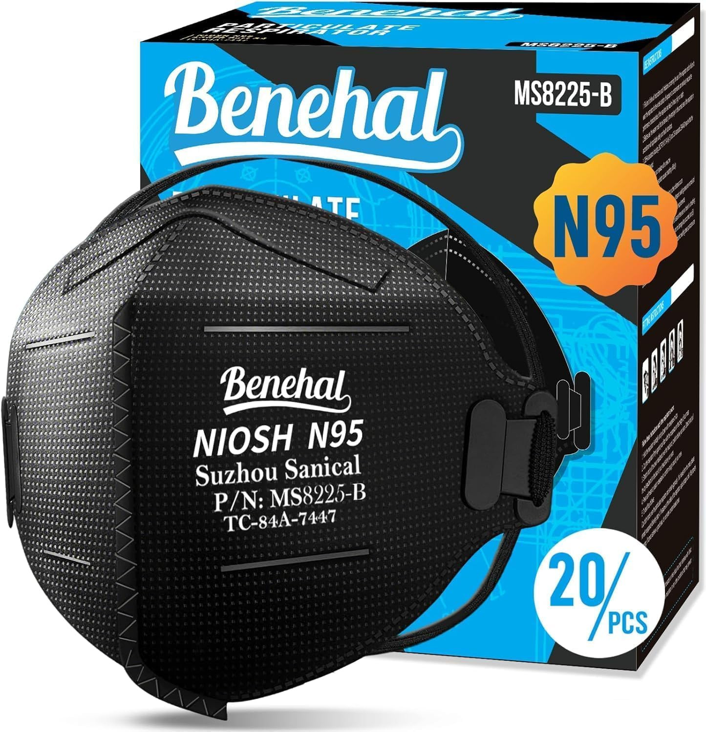 NIOSH Approved N95 Mask Particulate Respirators, Pack of 20 N95 Face Masks, Indi
