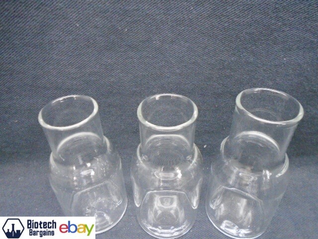 (3) Lab Glass 75mL Round Delong Culture Flask Plain Wide Mouth 4” H x 1-7/8” D