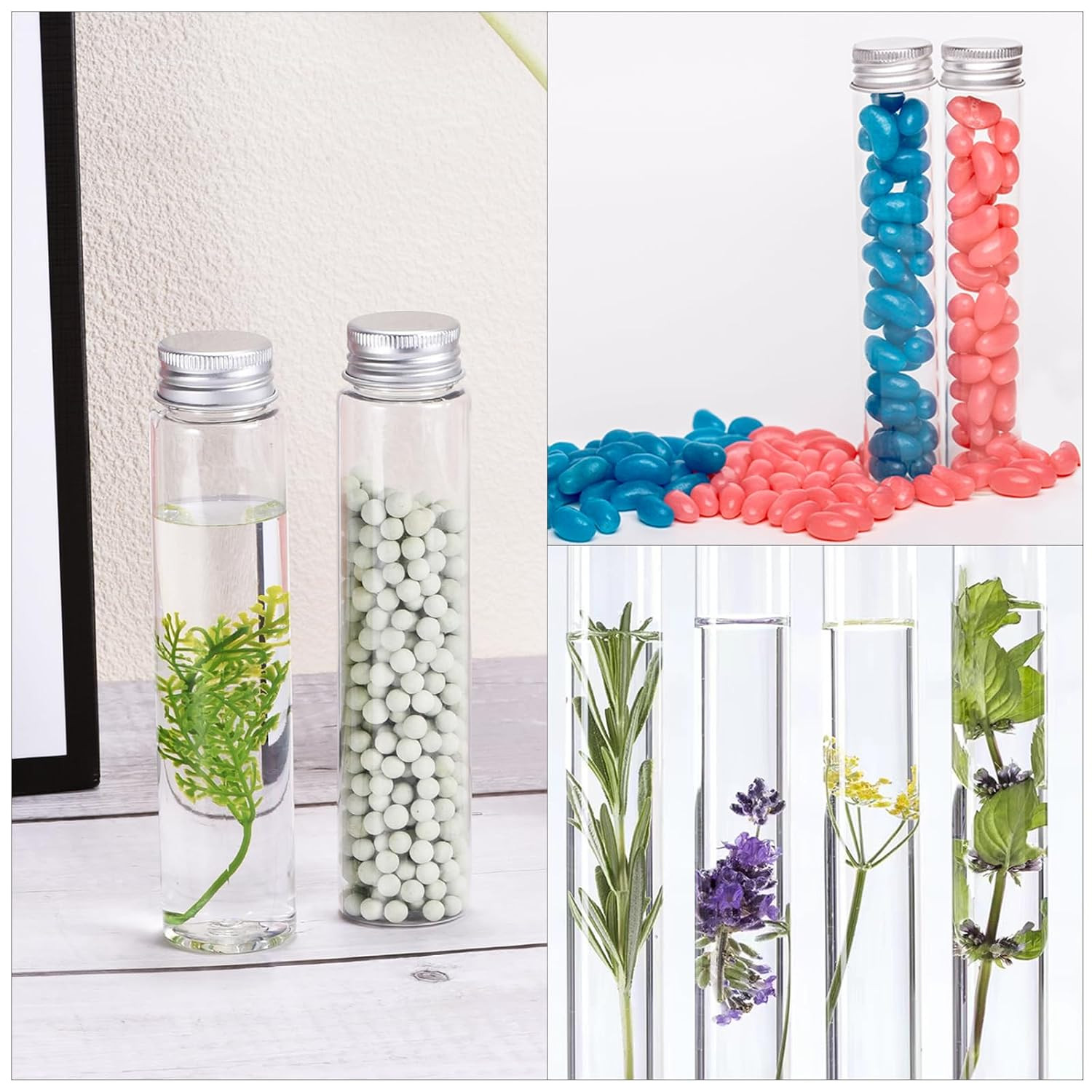 80Ml Plastic Test Tubes with Screw Caps, 6Pcs 128X33Mm Flat Bottom Tubes for Sci