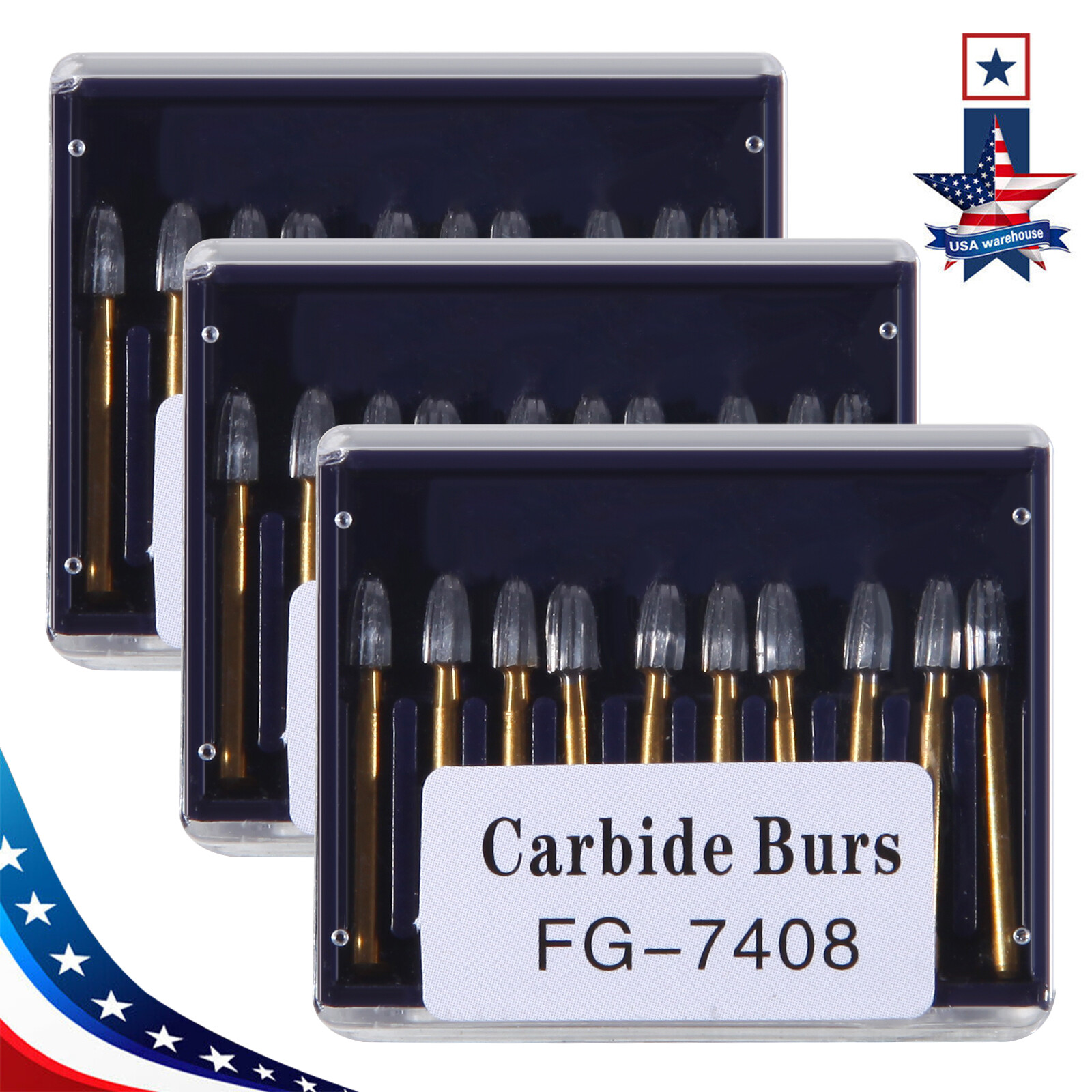 SANDENT Dental Tungsten Carbide Burs Trimming & Finishing Egg Football FG 7408