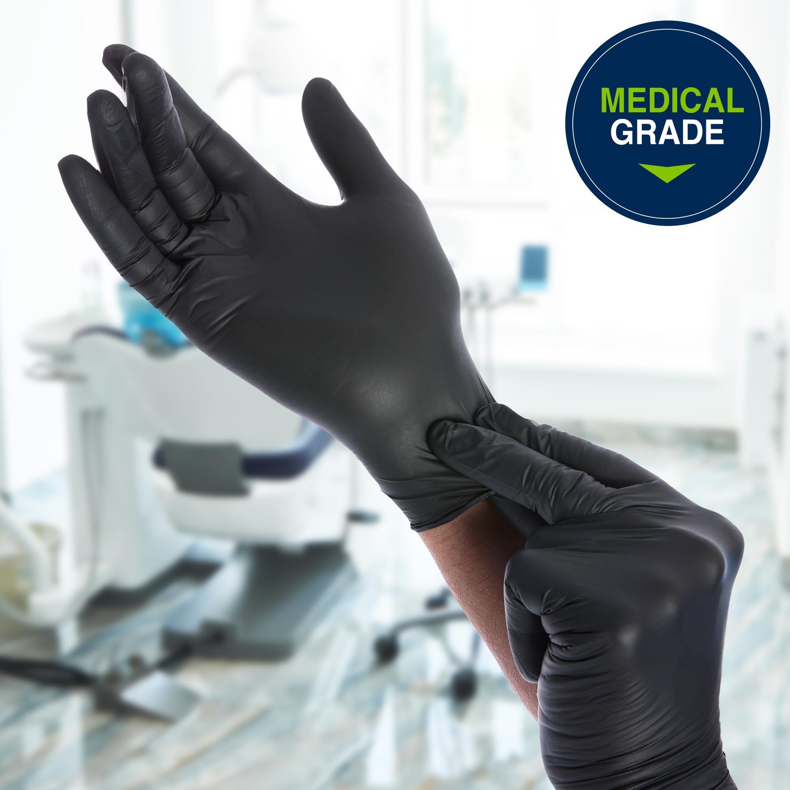 Black Disposable Nitrile Exam Gloves , Dental, Cleaning, Tattoo, Food Safe, 3…