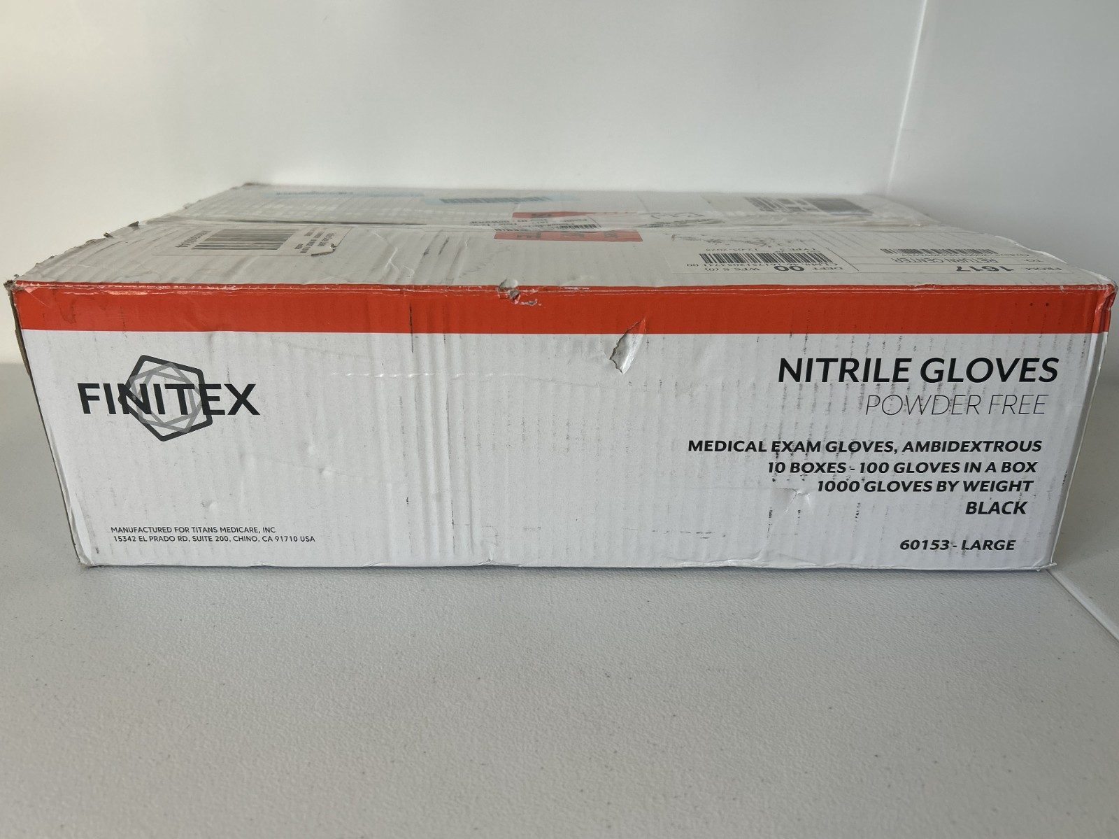 1000 FINITEX Black Nitrile Disposable Exam Gloves Powder Free Size Large 60153