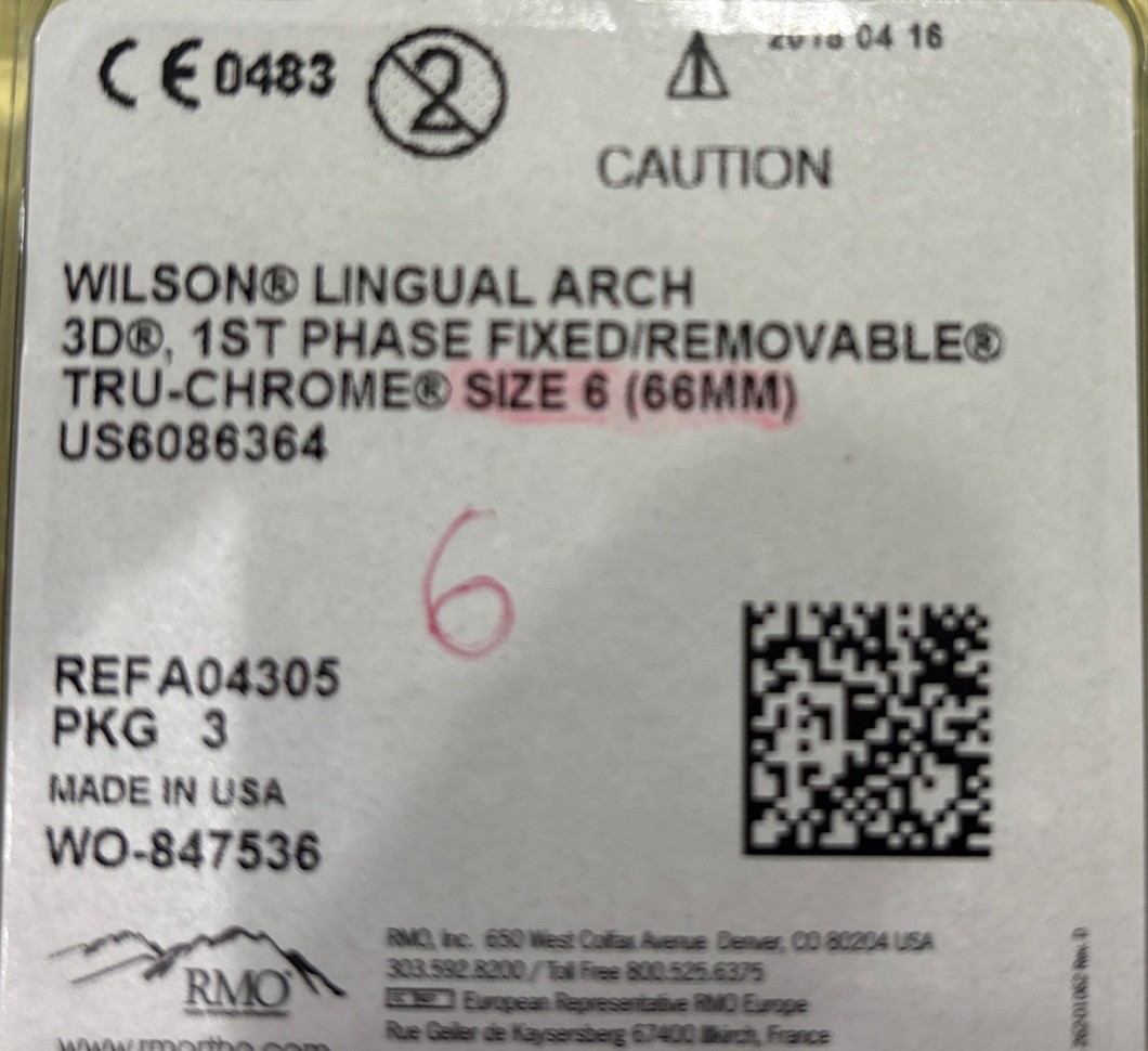 Wilson Lingual Arch – Fixed Lingual Controlled Arch Lot