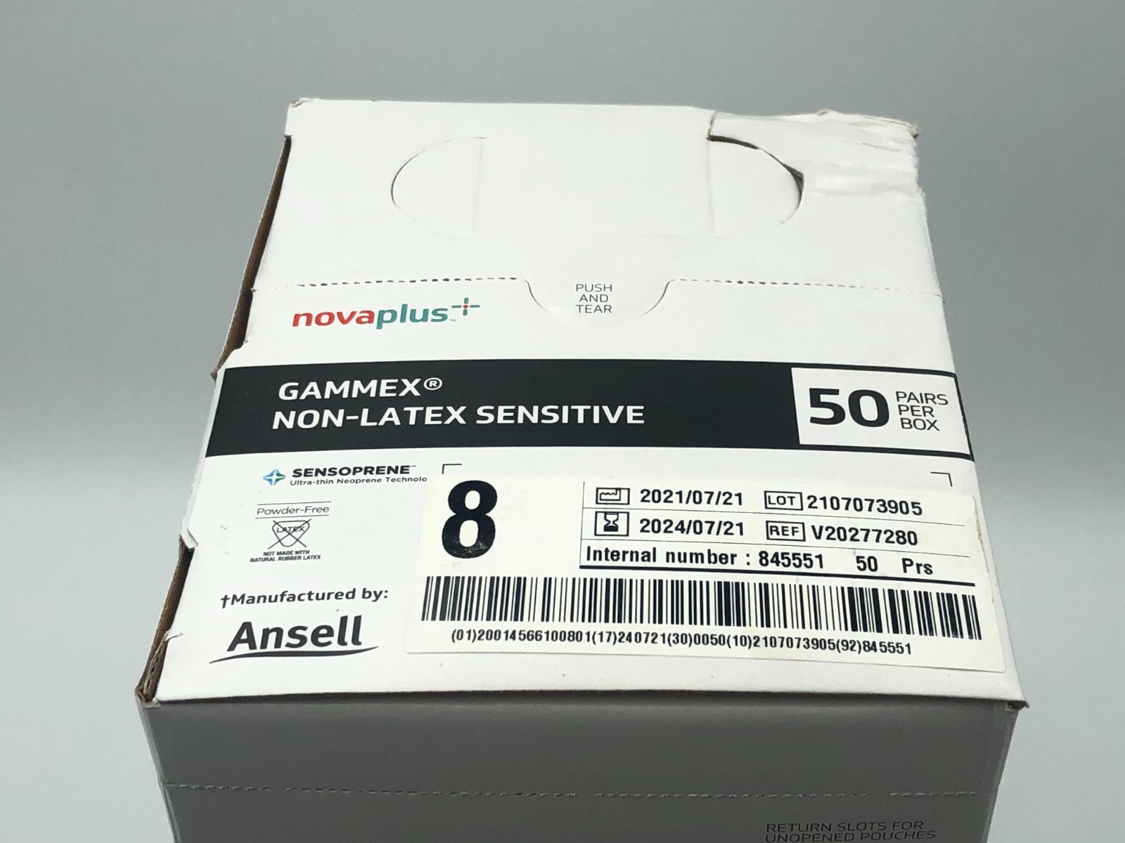 Gammex NovaPlus Surgical Gloves Size 8 Non Latex Sensitive 50 Ct Box NEW