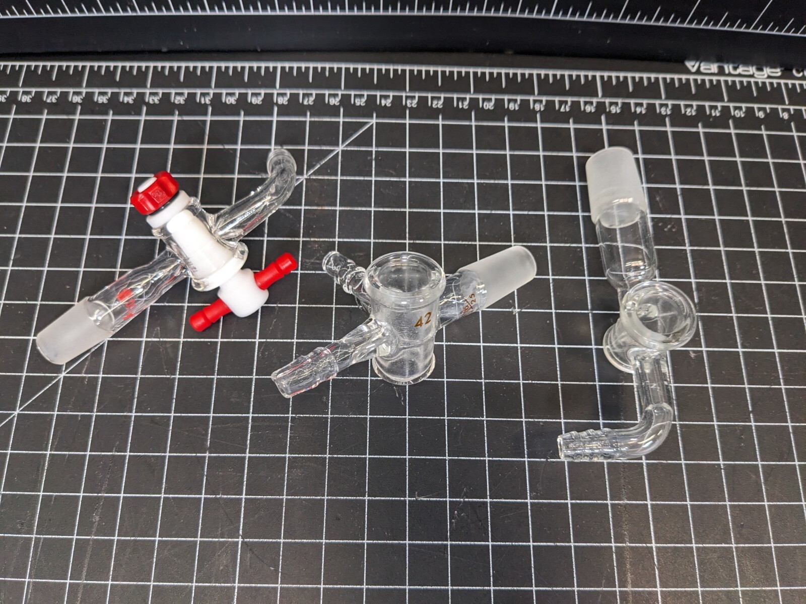 LOT Synthware Pyrex Vacuum Take-Off Valve Stopcock Adapters 14/20 15/25 19/22
