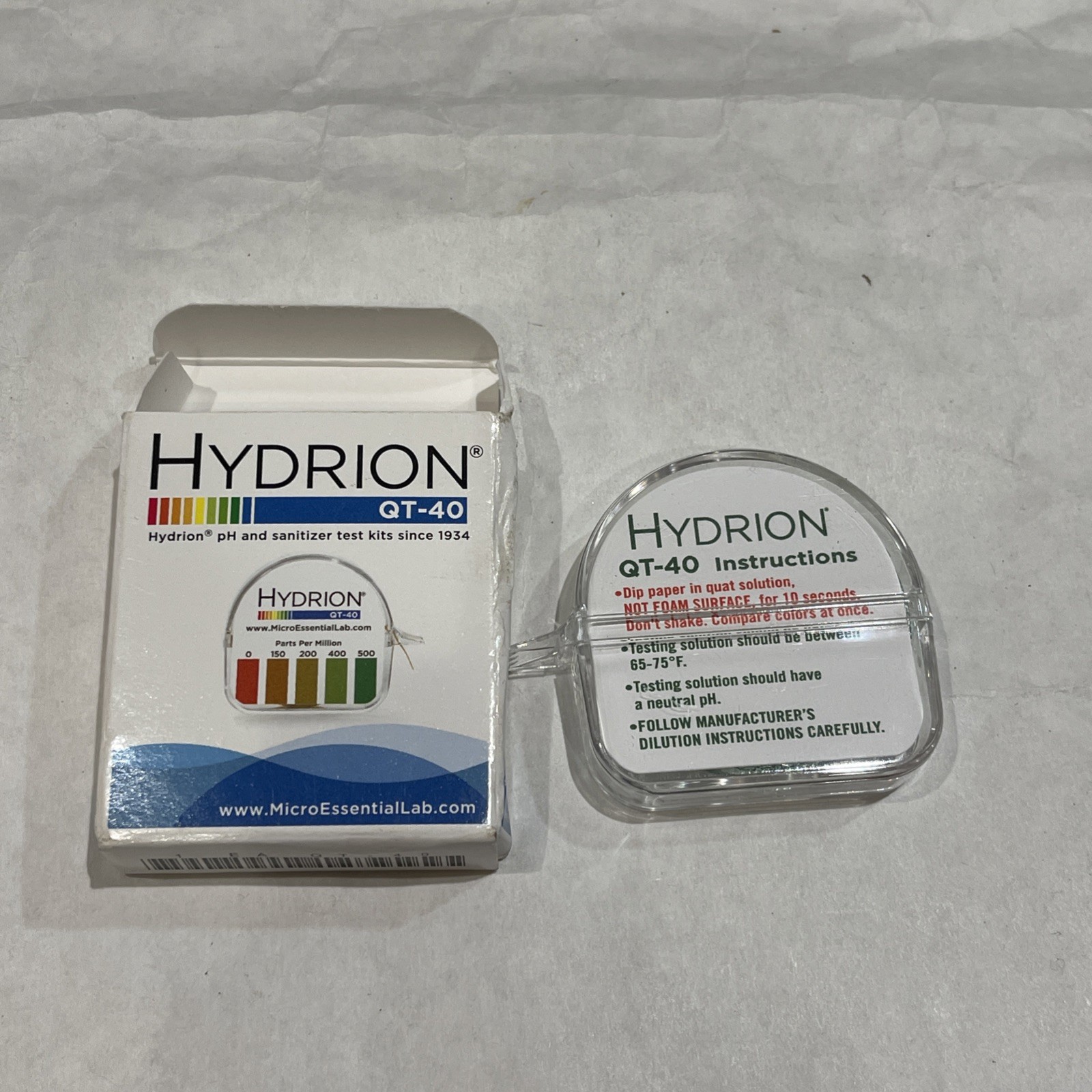 QT-40 Hydrion QUAT Quaternary SANITIZER Concentration Test Tape Roll 0-500ppm 27