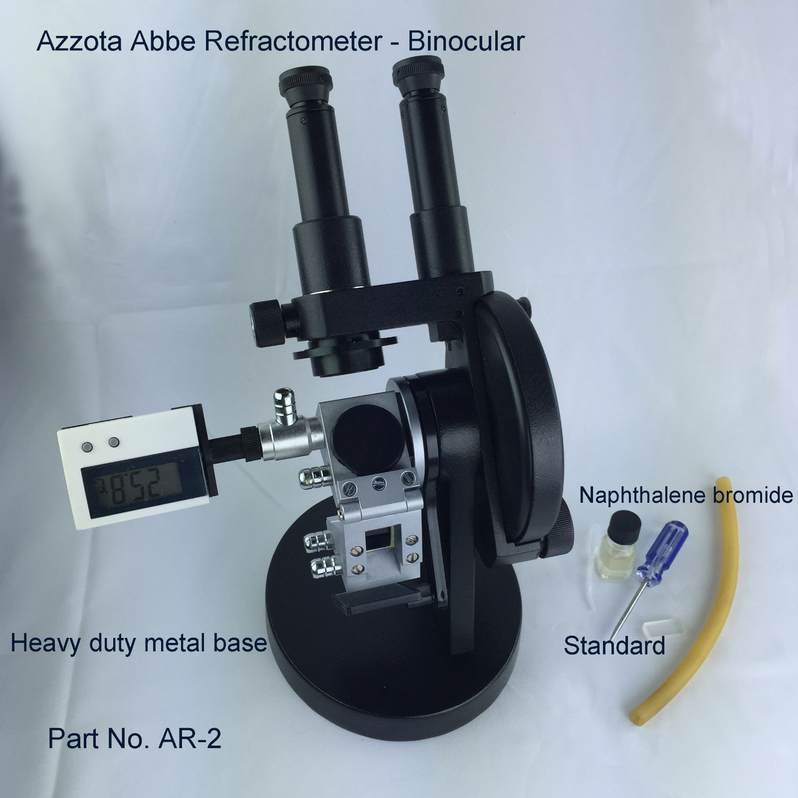 Azzota® AR-2, Abbe Refractometer, Binocular, Measuring Range: 1.3000-1.7000 nD