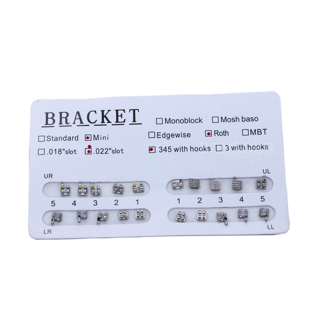 10 Sets Dental Metal Bracket Roth 0.022 with 345 Hooks, 20pcs/Set
