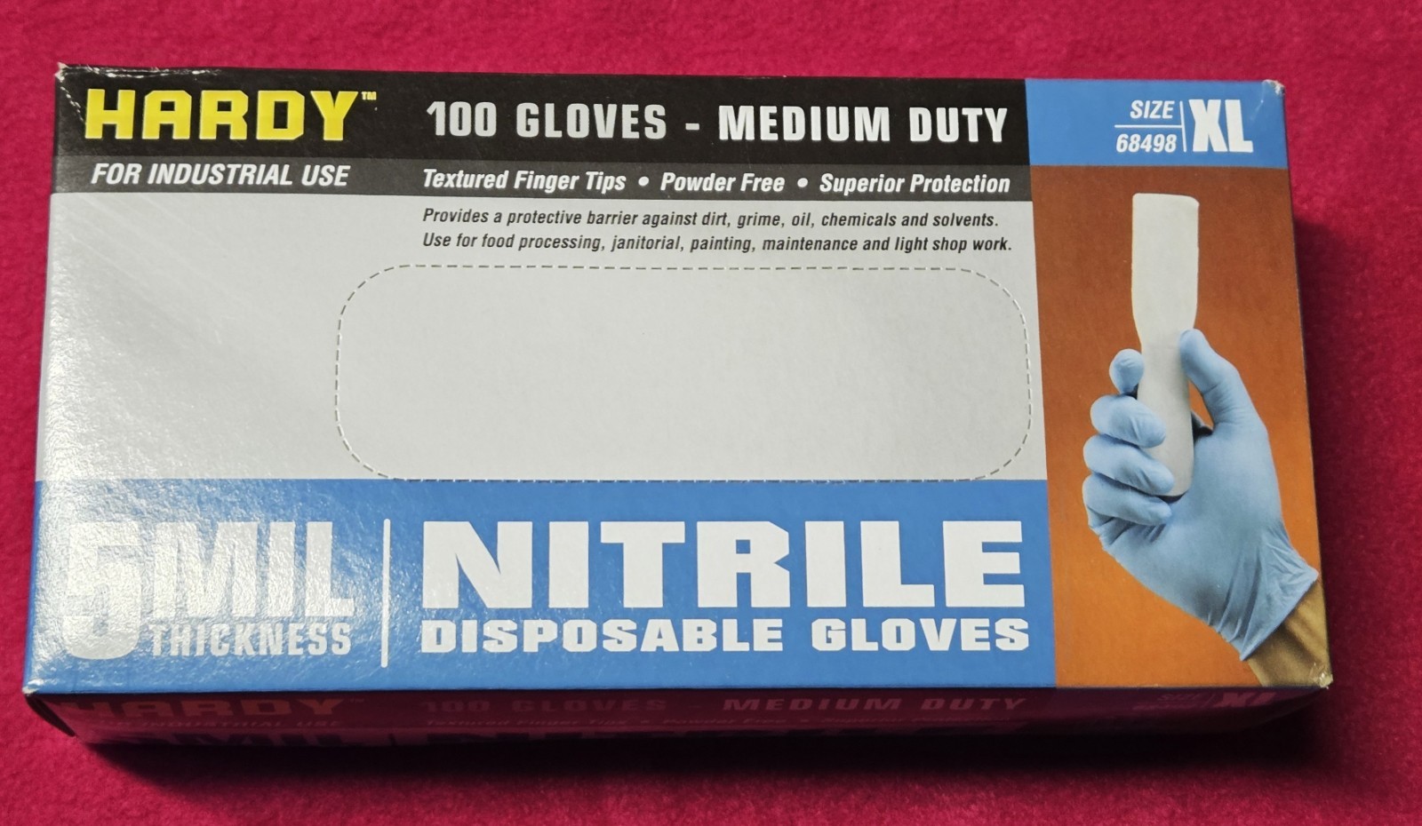 Hardy Disposable Nitrile Gloves 5 mil Size XL