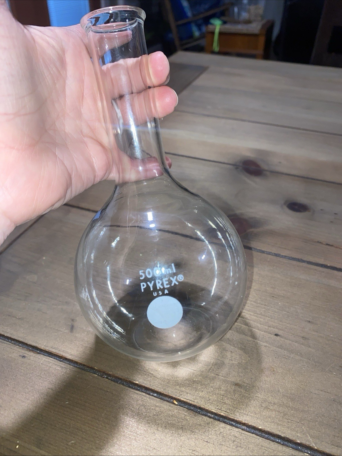 Pyrex 500mL Neck Round Distilling Flask Chemistry Elementary College Science