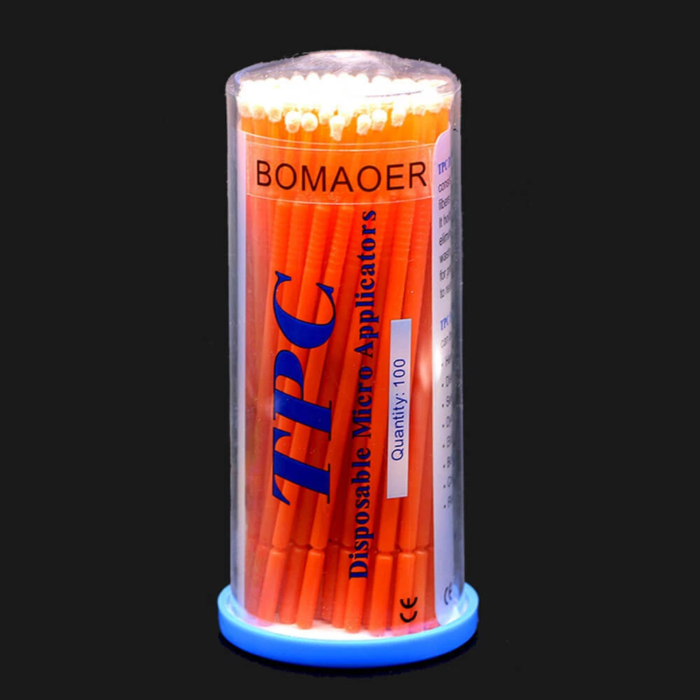 100pcs Bendable Micro Brushes Disposable Orange Tip Applicators for Detailing